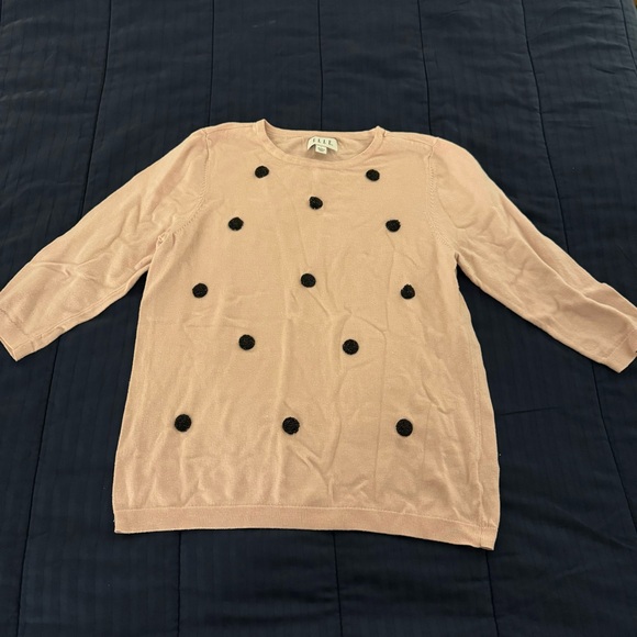Elle Sweaters - Elle Pink & Black Sparkly Polka Dot Sweater Size Large